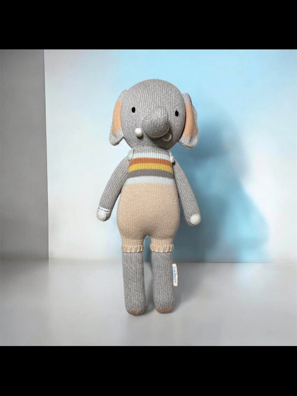Cuddle + Kind Hand-Knitted Elephant Plush in Cream & Gray - 20”